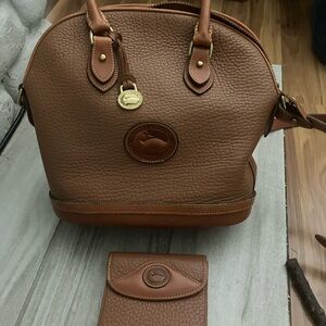 Like new, Dooney & Bourke Saddle Brown Leather Crossbody Bag & wallet.